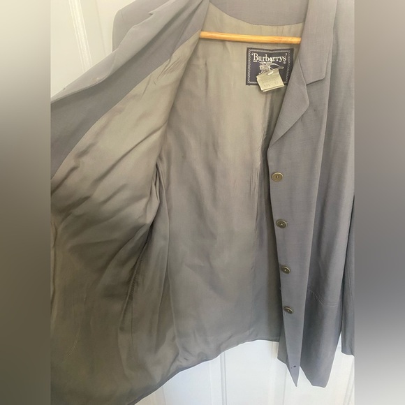 Burberry’s Gray Virgin Wool Blazer Coat Size 16 Vintage Oversized *damaged* - Picture 12 of 14